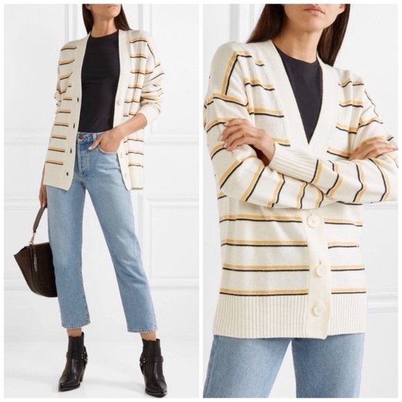 Nwt Equipment Elder Striped Cashmere Cardigan Sweater - Picture 1 of 7